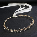 Alloy Leaf Pearls Bridal Headband Hair Vine Wedding Hair Accessories