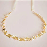 Alloy Leaf Pearls Bridal Headband Hair Vine Wedding Hair Accessories