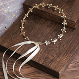 Alloy Leaf Pearls Bridal Headband Hair Vine Wedding Hair Accessories