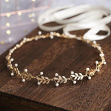 Alloy Leaf Pearls Bridal Headband Hair Vine Wedding Hair Accessories