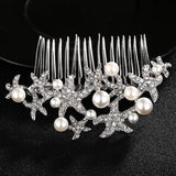 Starfish Hair Comb Bridal Headpiece Rhinestone Wedding Hair Accessories