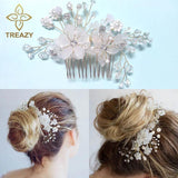 Flower Crystal Wedding Hair Comb Bride Hair Jewelry Headpiece