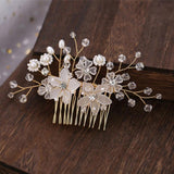 Flower Crystal Wedding Hair Comb Bride Hair Jewelry Headpiece