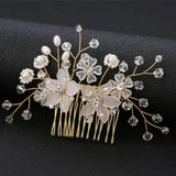 Flower Crystal Wedding Hair Comb Bride Hair Jewelry Headpiece