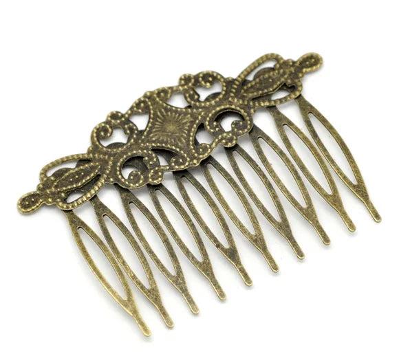 Bronze Tone Comb Hair Clips 6.5x4.6cm (B15060)