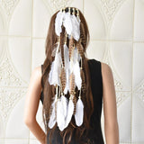 Indian Tribal Feather Bead Comb Hair Band For Women