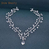 Crystal Teardrop Headpiece Bride Forehead Head Chain Tiara