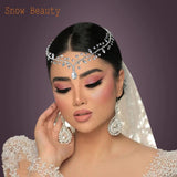 Crystal Teardrop Headpiece Bride Forehead Head Chain Tiara