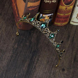 Baroque Green Crystal Crown Bridal Hair Accessories For Wedding Quinceanera