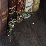 Baroque Green Crystal Crown Bridal Hair Accessories For Wedding Quinceanera