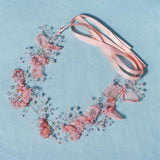 Pink Pearl Bridal Hair Accessories Crystal Wedding Floral Crown Tiara