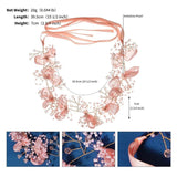 Pink Pearl Bridal Hair Accessories Crystal Wedding Floral Crown Tiara