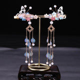 Chinese Hair Barrettes Pearl Tassel Butterfly Women Hair Accessories