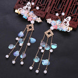 Chinese Hair Barrettes Pearl Tassel Butterfly Women Hair Accessories