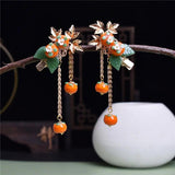 Traditional Persimmon Tassel Hairpin Hanfu Hair Clip