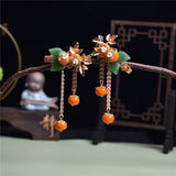 Traditional Persimmon Tassel Hairpin Hanfu Hair Clip