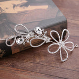 Silver Flower Rhinestone Crystal Wedding Headband Hairpins Bridal Tiara