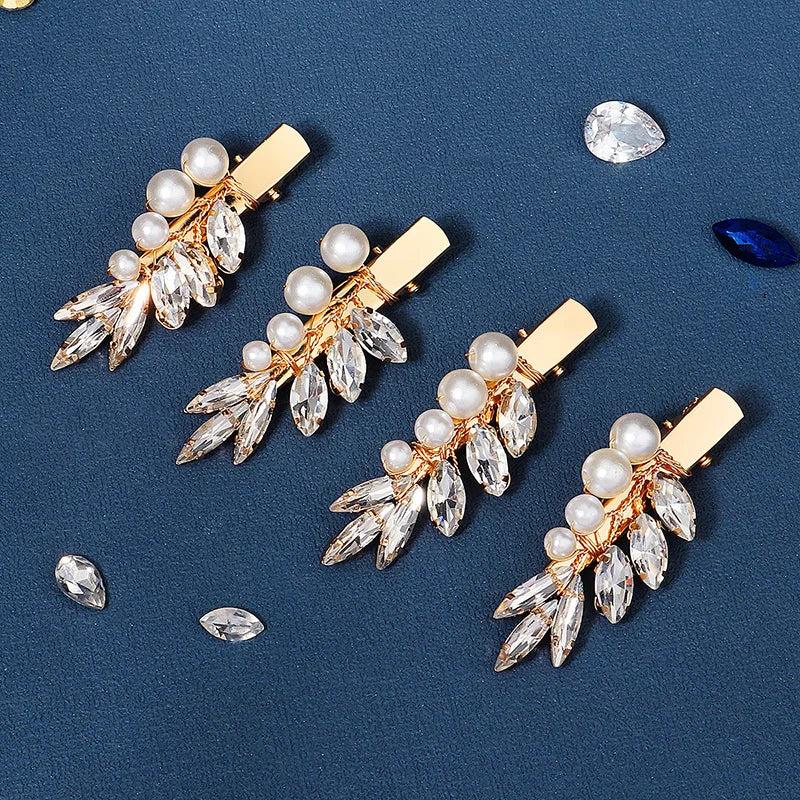 Rhinestone Pearl Hair Clips for Women Party Headwear
