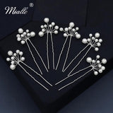 6pcs Silver Pearl Hair Pins for Bride Headpiece