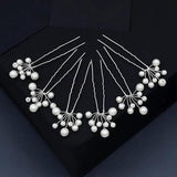 6pcs Silver Pearl Hair Pins for Bride Headpiece