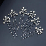 6pcs Silver Pearl Hair Pins for Bride Headpiece
