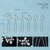 6pcs Silver Pearl Hair Pins for Bride Headpiece