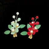 Vintage Hair Clip Red Plum Hairpin Traditional Women Accessories
