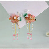 Hanfu Flower Pearl Tassel Hair Clip Headdress
