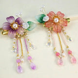 Hanfu Flower Pearl Tassel Hair Clip Headdress
