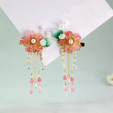 Hanfu Flower Pearl Tassel Hair Clip Headdress