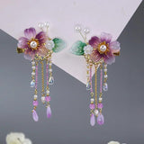 Hanfu Flower Pearl Tassel Hair Clip Headdress