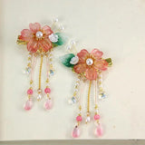 Hanfu Flower Pearl Tassel Hair Clip Headdress