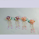Hanfu Flower Pearl Tassel Hair Clip Headdress