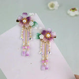 Hanfu Flower Pearl Tassel Hair Clip Headdress