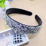 Wide Silver Rhinestone Headband Hairband Crystal Hair Accessories