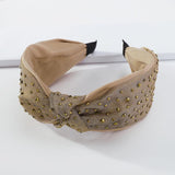 Rhinestone Top Knotted Headband Wide Mesh Hair Ornament Crystal Hairband
