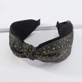 Rhinestone Top Knotted Headband Wide Mesh Hair Ornament Crystal Hairband