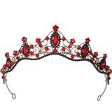 Baroque Red Crystal Tiara Crown Rhinestone Hair Accessories