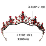 Baroque Red Crystal Tiara Crown Rhinestone Hair Accessories