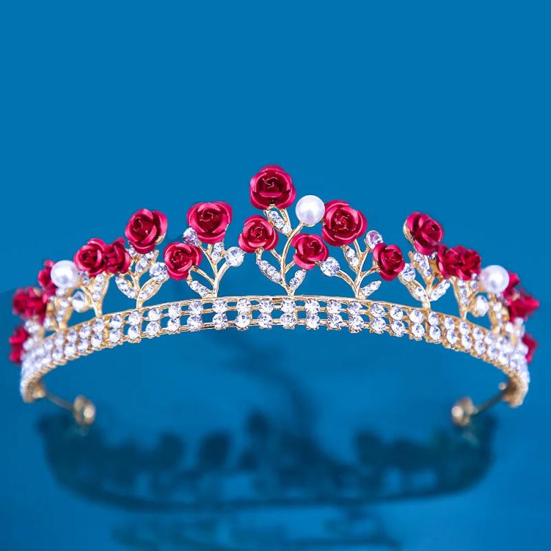 Bridal Resin Flower Crown Crystal Hair Accessories Tiara For Wedding