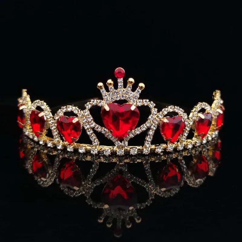 Red Heart Crown Headband Bridal Headpiece Wedding Headdress Girl Accessories