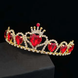 Red Heart Crown Headband Bridal Headpiece Wedding Headdress Girl Accessories