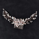 Alloy Crystal Rhinestones Pearls Flower Leaf Bridal Hair comb Wedding Headpieces