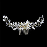 Alloy Crystal Rhinestones Pearls Flower Leaf Bridal Hair comb Wedding Headpieces