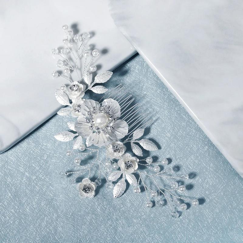 Flower Headpiece Floral Wedding Haircomb Alloy Hair Comb