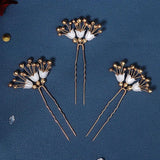 3pcs Pearl Flower Hair Forks Bridal Hairpins Hair Clips Women Accessories