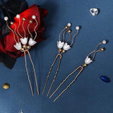 3pcs Pearl Flower Hair Forks Bridal Hairpins Hair Clips Women Accessories