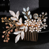 Flower Bridal Hair Comb Wedding Hair Accessories Rhinestone Head Jewelr