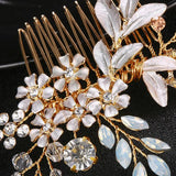 Flower Bridal Hair Comb Wedding Hair Accessories Rhinestone Head Jewelr