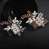 Flower Bridal Hair Comb Wedding Hair Accessories Rhinestone Head Jewelr